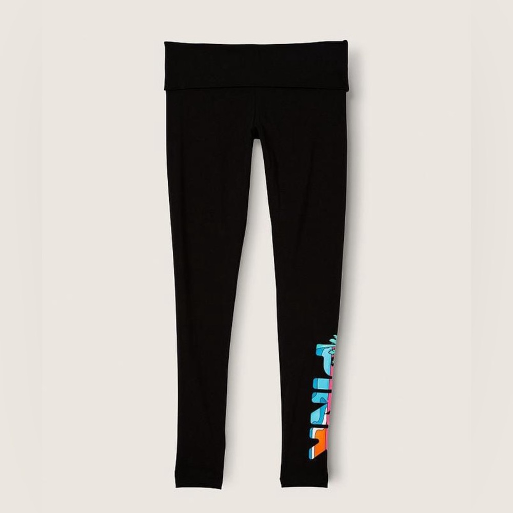 VS VICTORIAS SECRET PINK COTTON MID RISE FOLDOVER PANT TIGHT LEGGING SWEATS S - Picture 4 of 6